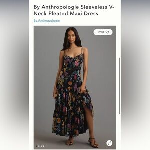 Anthropologie Sleeveless V-Neck Pleated Maxi Dress